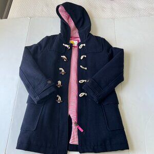 Mini Boden Kid Duffle Pea Coat with Hood Navy 11/12